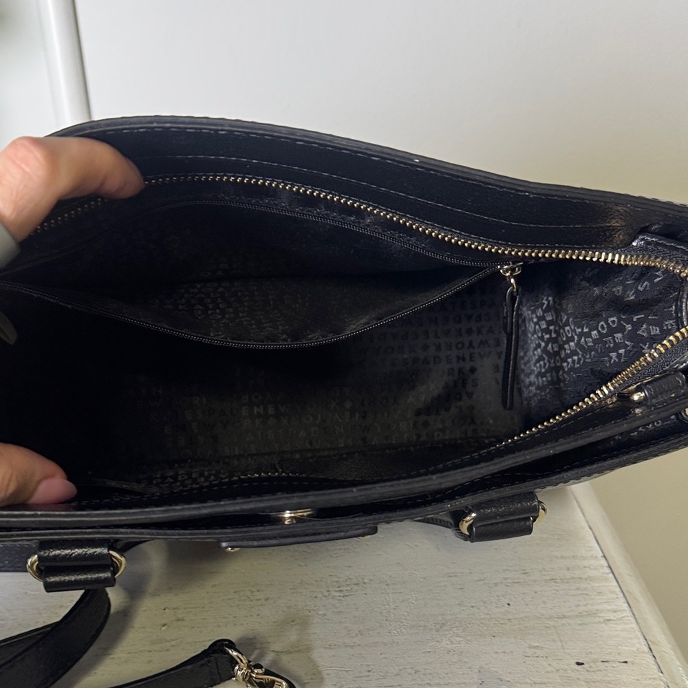 Kate Spade Black Pebbled Leather Satchel Crossbody Bag NWOT Gold Hardware - Picture 3 of 6